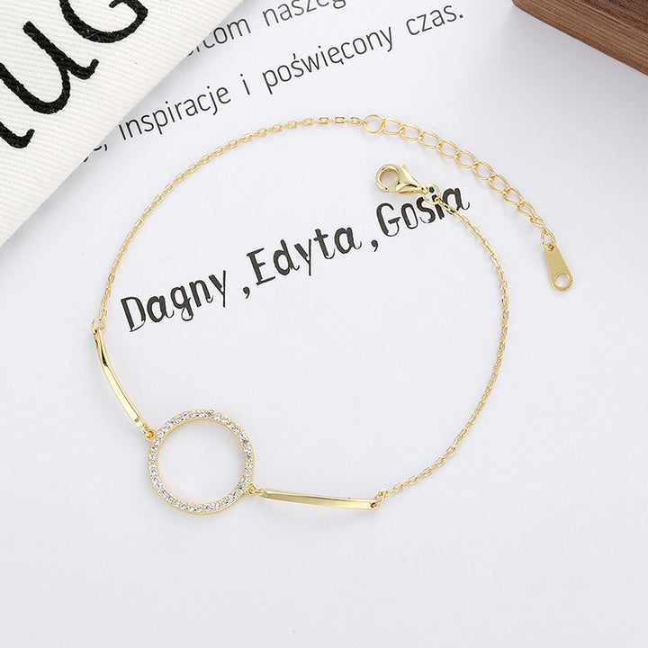 East Gate of South Korea S925 sterling silver simple cold wind Circle Bracelet female Korean style slightly inlaid round Bracelet