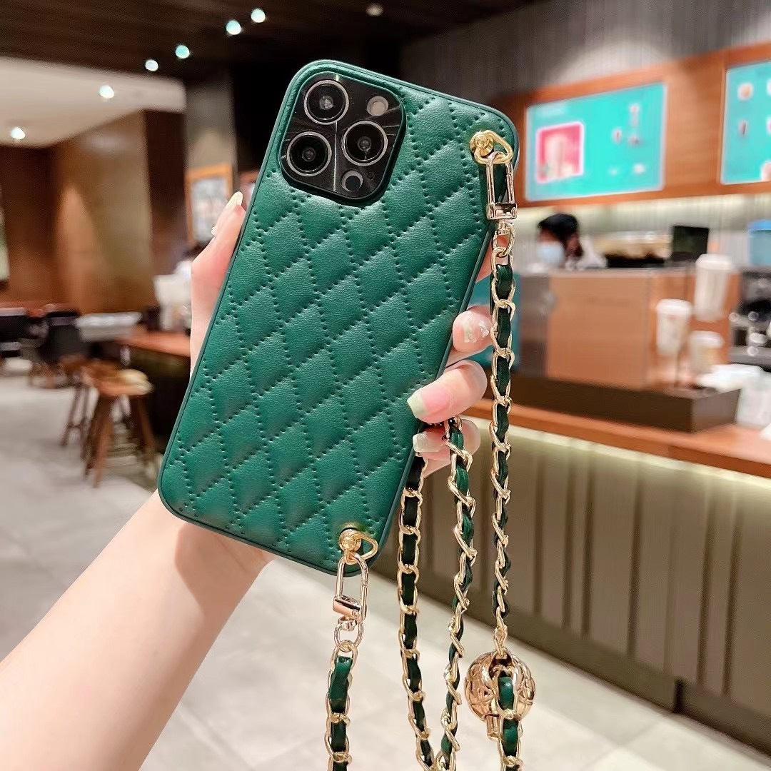 Phone Case Diamond Plaid Crossbody Protective Sleeve