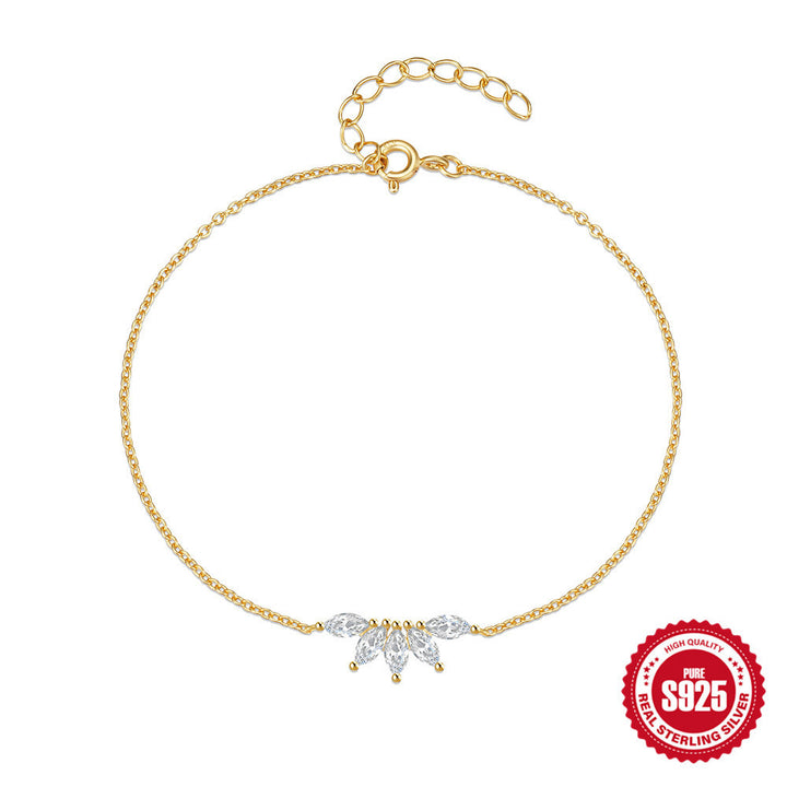 Corona de color plateado Sterling Crown Zircon Inclaid Bracelet