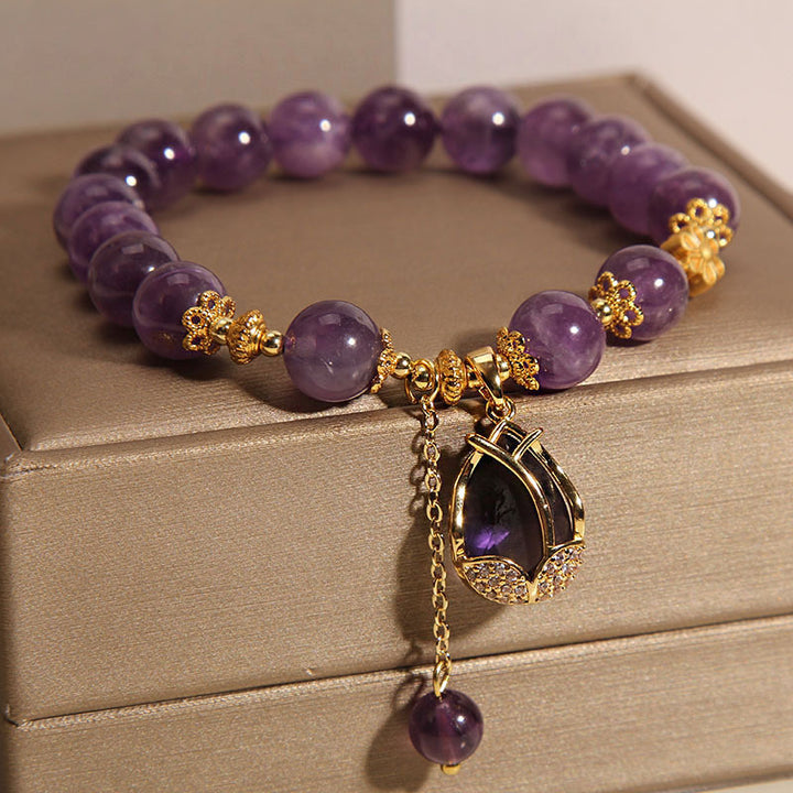 Purple Crystal Bracelet Female Summer Ins Special Interest Light Luxury Retro