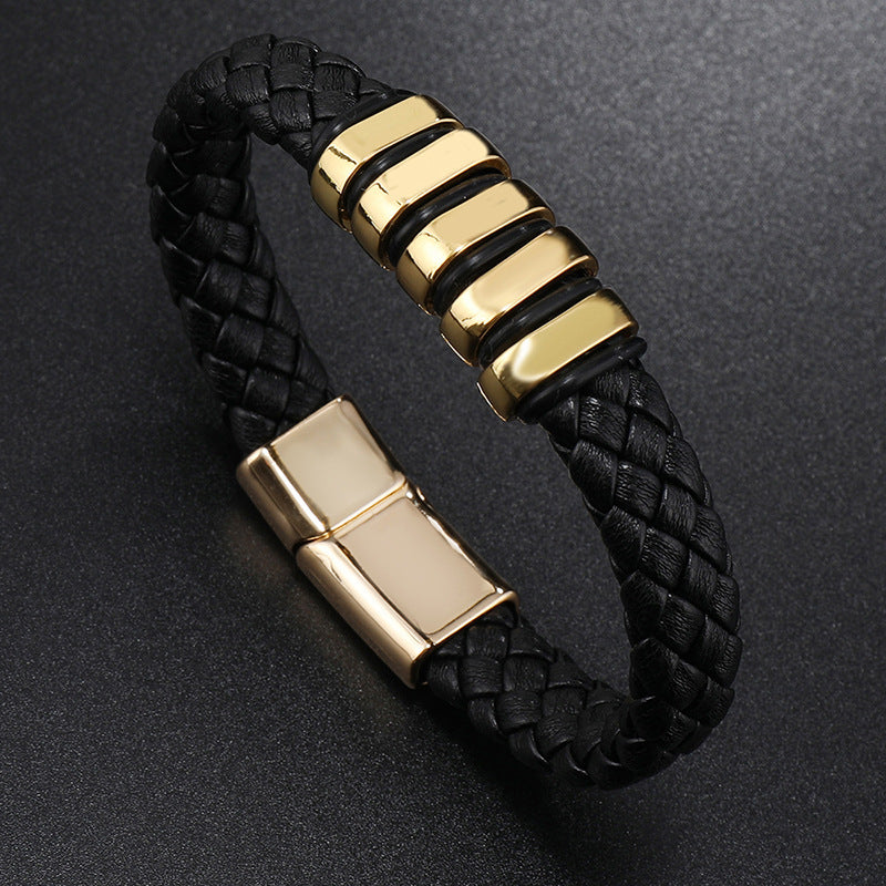 Multi-Layer-Leder-Wobenarmband-Handgelenksring