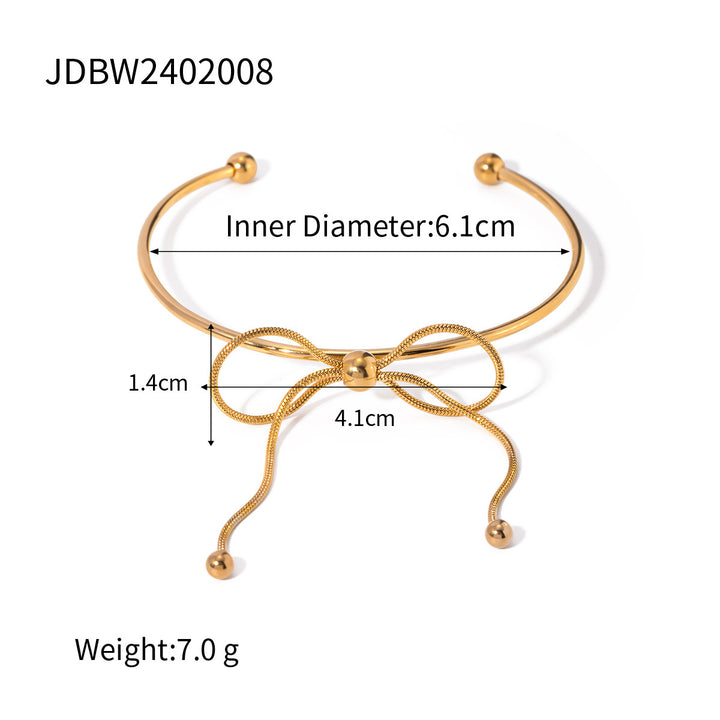 European And American INS Style Popular Personalized All-Match 18K Gold Stainless Steel Bow Bracelet
