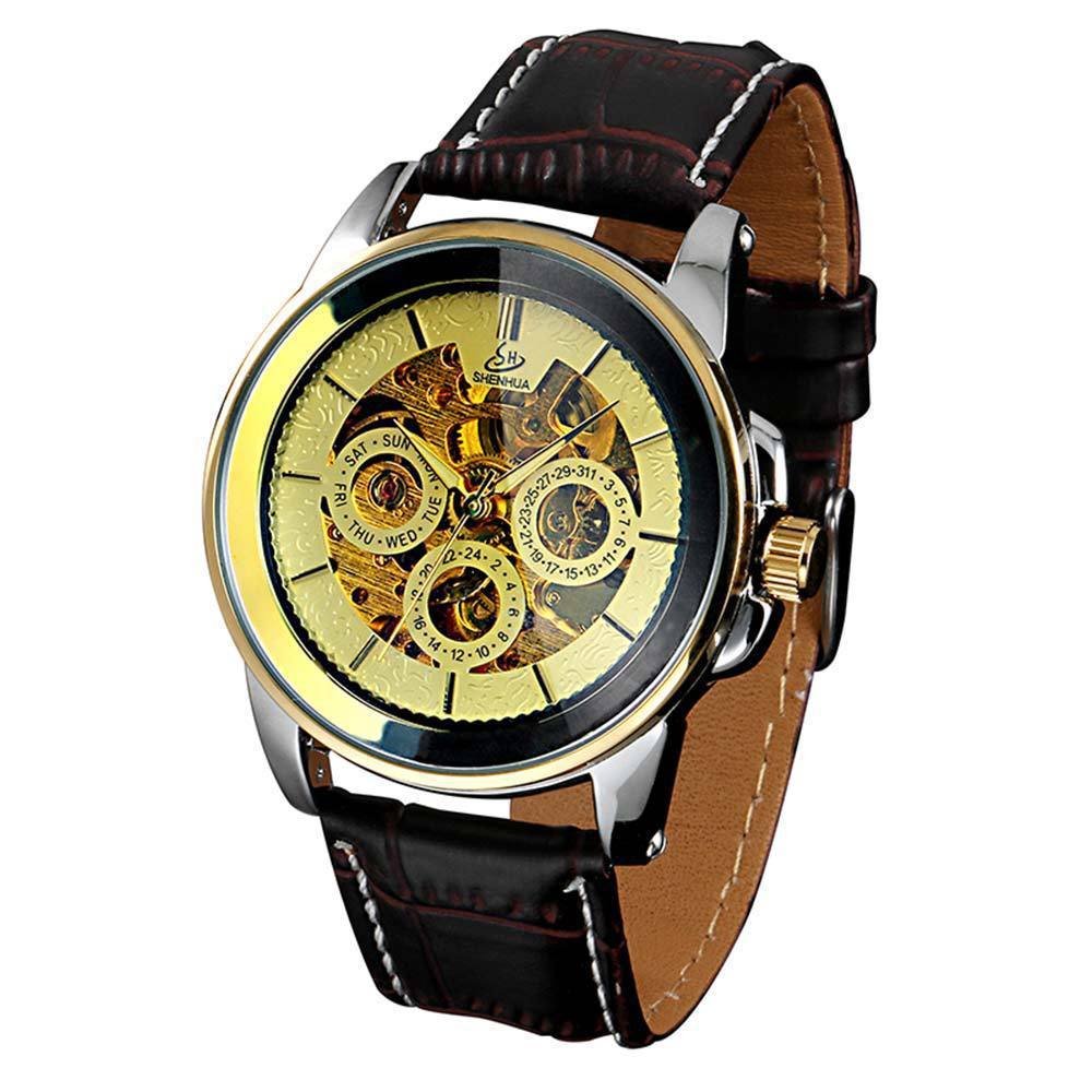 Moda masculina Hollowoud Out Automatic Mechanical Watch