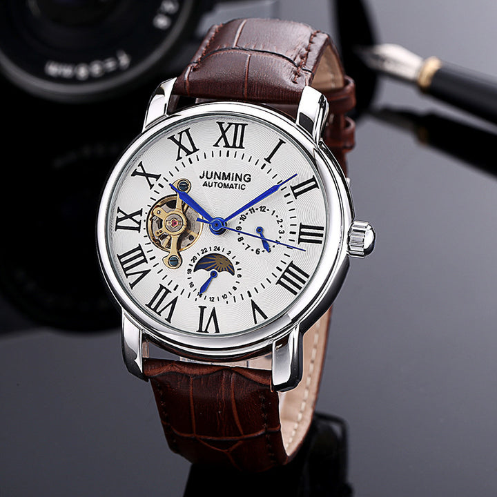 Junming Roman Characters Men's Automatic Mechanical Watch Waterproof