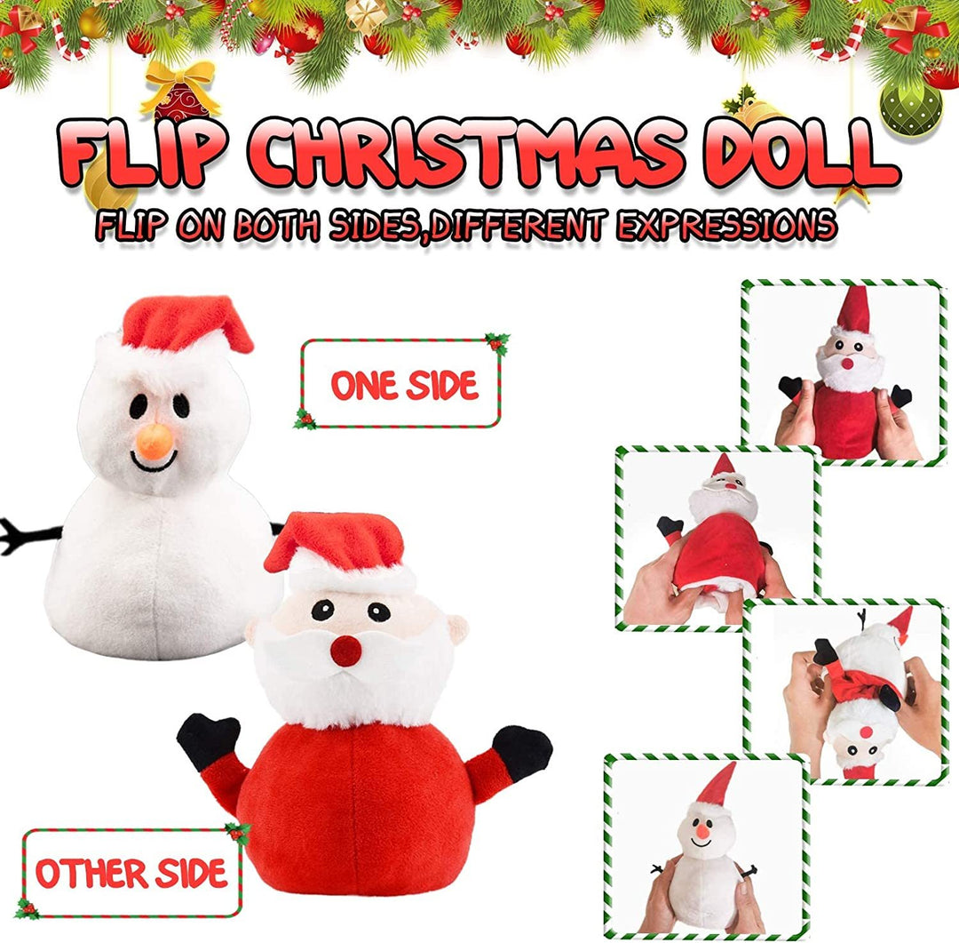 Санта -плюш снеговик плюшевой игрушки обратимой Рождество Санта -Клаус Двойной боковой фаршированная плюшевая мягкая кукла Новый год подарок на день рождения для детей Amazon Platform Запрещена
