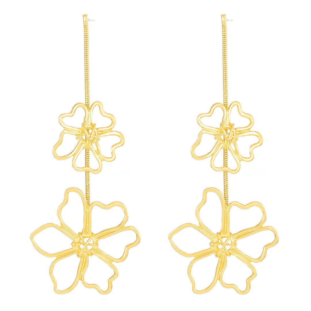 New Exaggerated Leaves Flower Earrings Women's Retro Fashion Long Alloy Flower