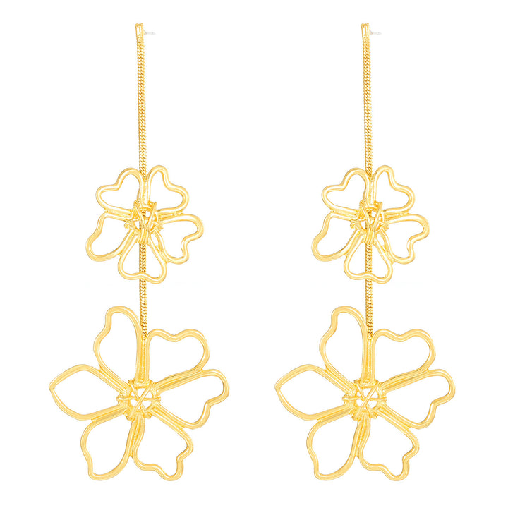 New Exaggerated Leaves Flower Earrings Women's Retro Fashion Long Alloy Flower