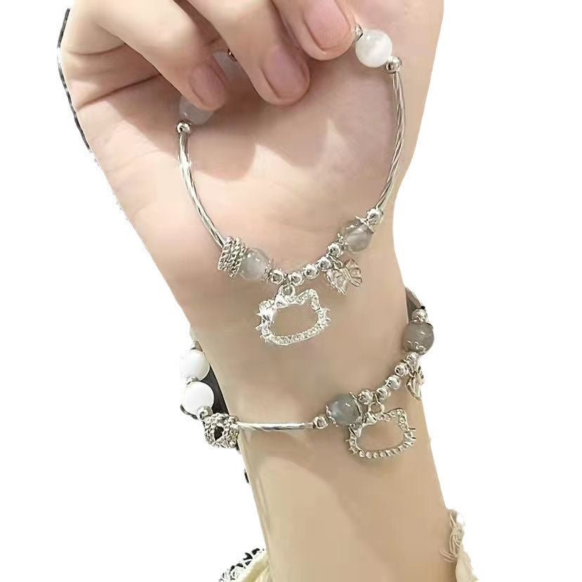 Design de style mori femelle simple bracelet élégant mignon blanc