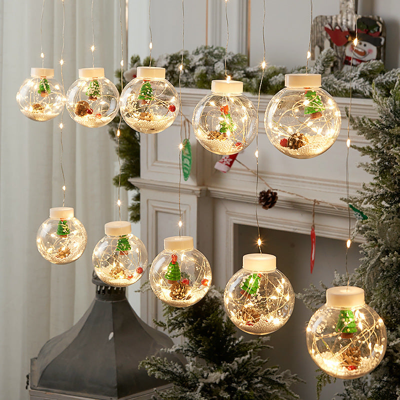 10pcs LED Curtain de Noël lampe féerie de neige de la lampe de balle de balle de balle de la lampe de Noël décoration de Noël Room de Noël