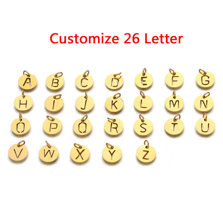 Enkel rostfritt stål Square Chain Initial 26 Letter Tag Armband