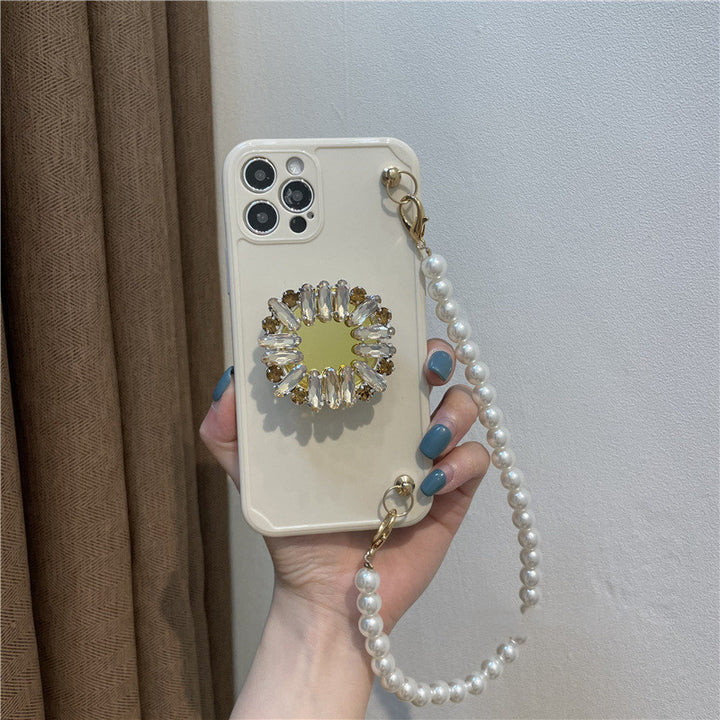 Soporte de dhinestone de cadena de perlas adecuado para estuche para teléfonos móviles