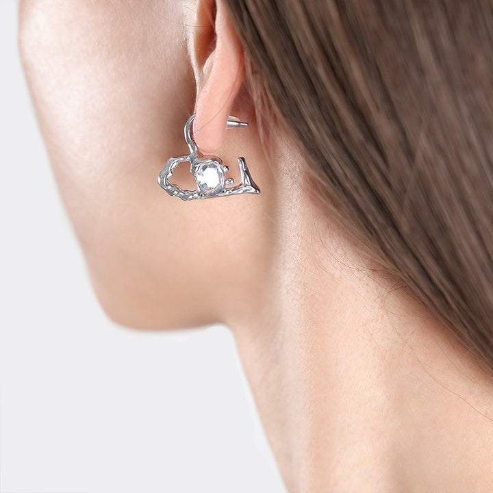 Frauen Mode herzförmige Glasbohrer Ohrringe