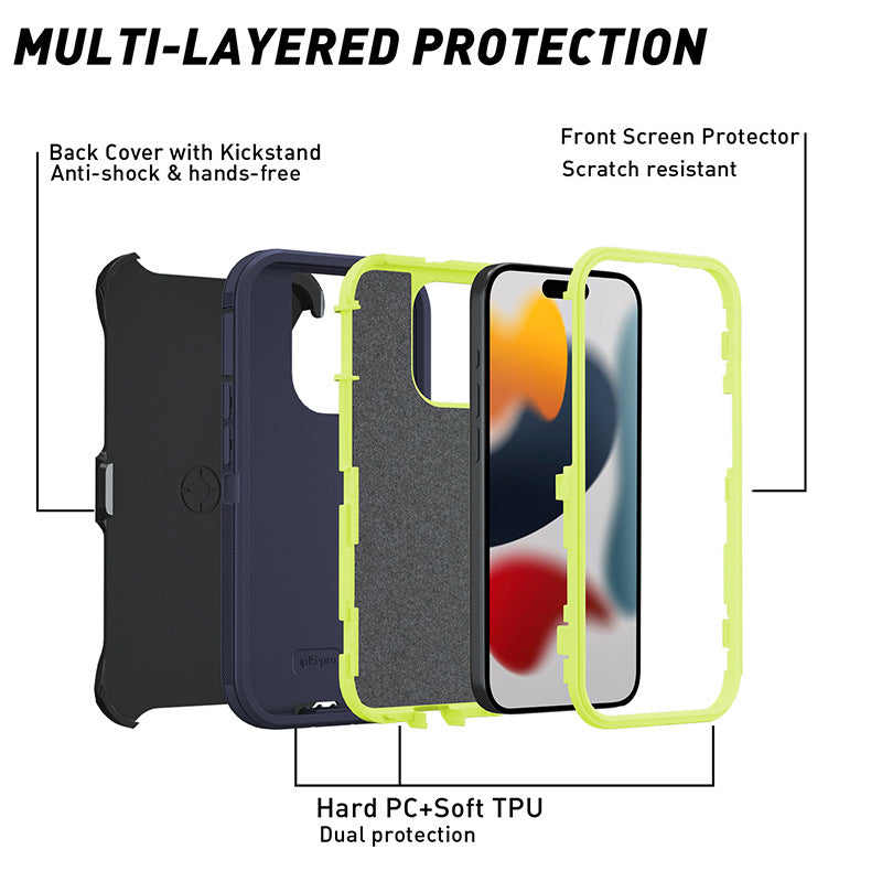 Carcasă de protecție a telefonului mobil cu trei rezistente, rezistente la all-inclusive
