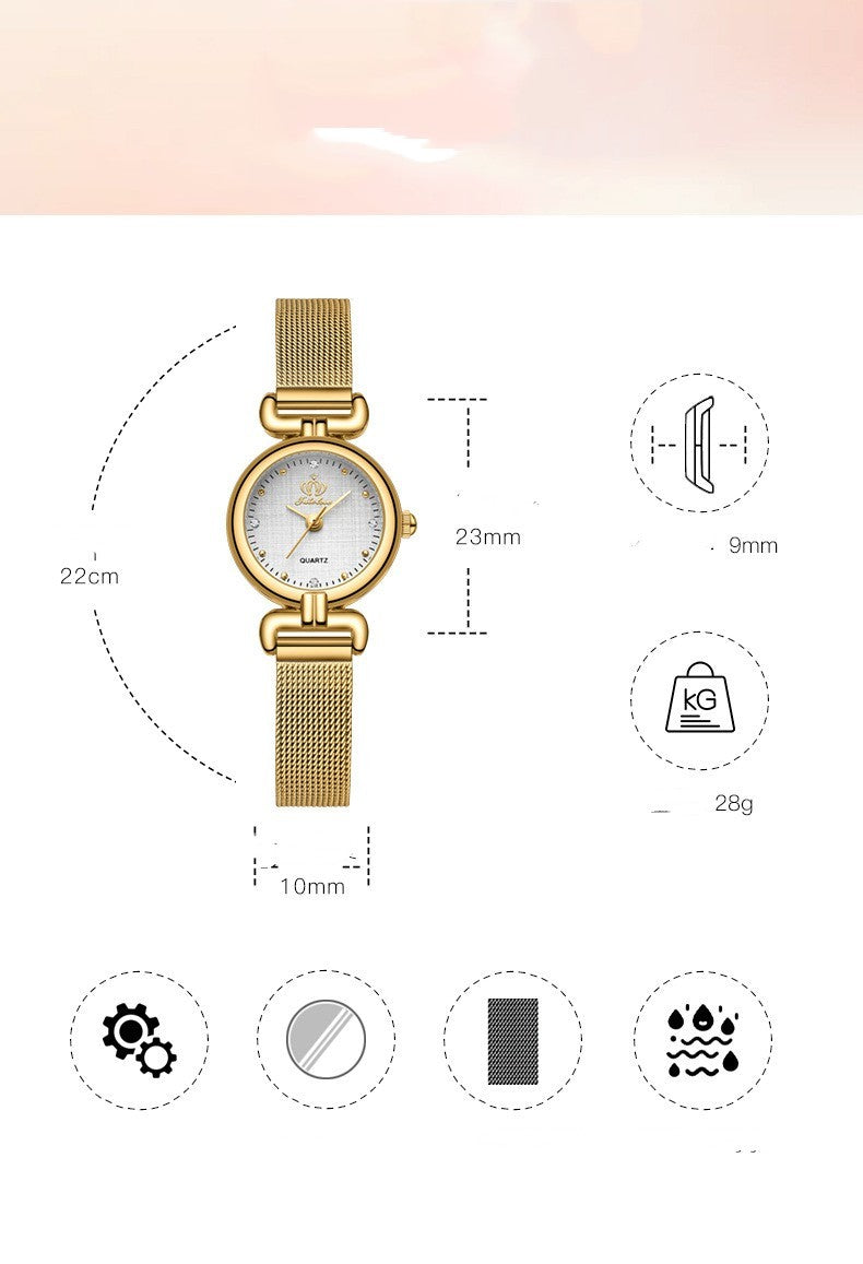 Reloj de cuarzo de moda para mujeres de mujeres con cadena de malla