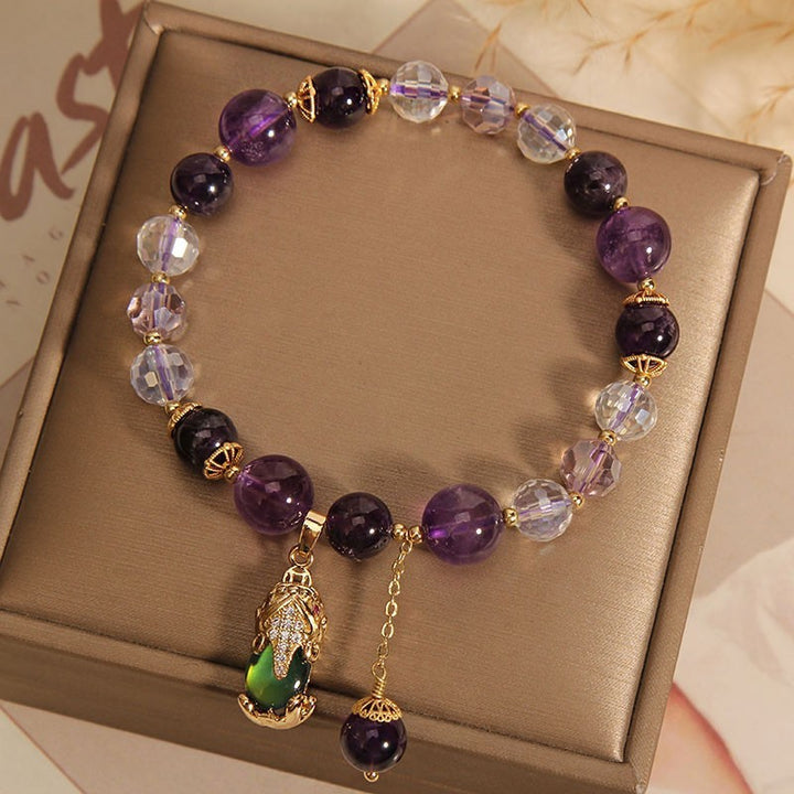 Natural Amethyst Beaded Bracelet Female Ethnic Style