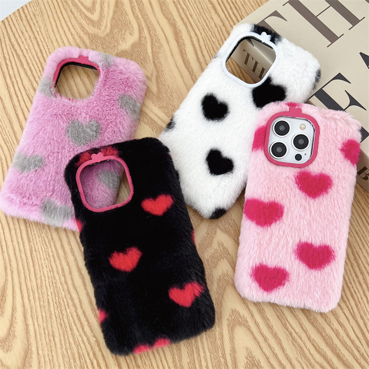 Japan en Zuid -Korea Plush Loving Heart Phone Case