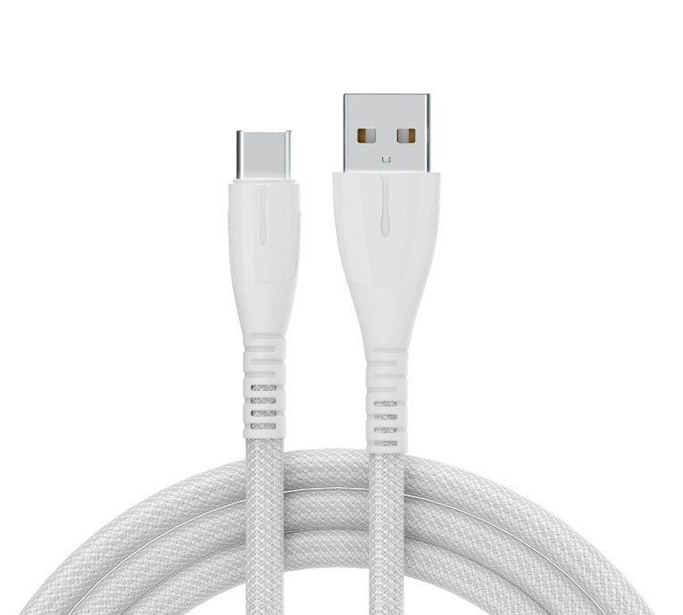 Rask lading QC30 Ladekabel Nylon flettet mobiltelefon USB -kabel med indikatorlys