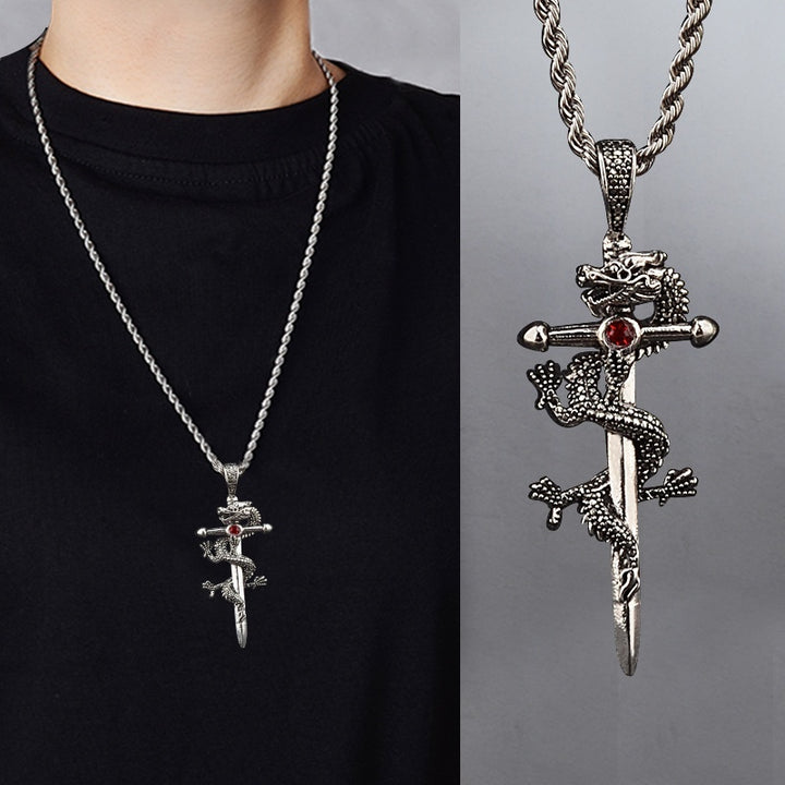 Collier de pendentif dragon sans griffe à huit caractères