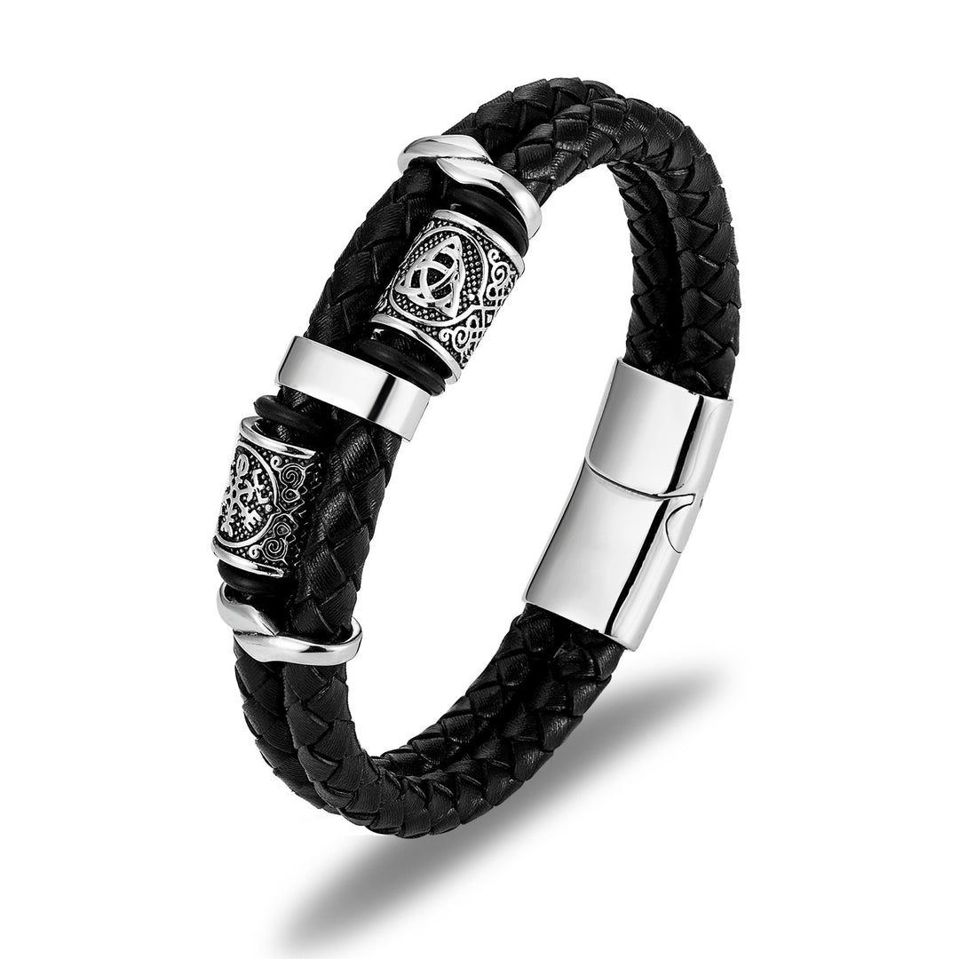 Brazalete tejido de cuero multicapa para hombres