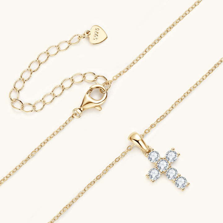 Ins Cross Diamond Necklace French Retro 925 Silver Pendant