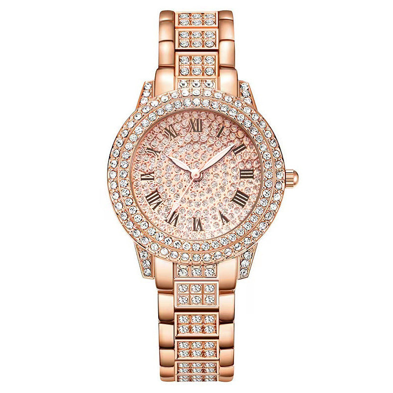 Frauen Diamond Fashion Roman Quartz Watch Fünf-teiliges Set