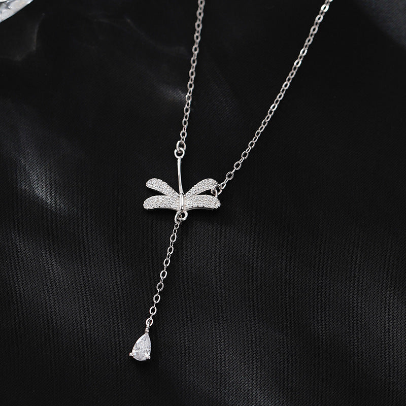 Dragonfly Water Drop Tassel ketting voor vrouwen Sterling Silver Simple