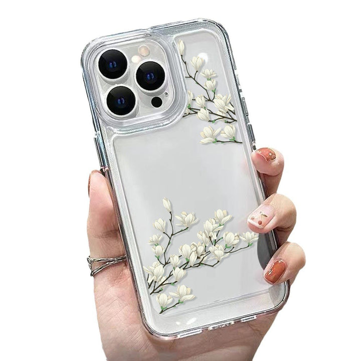 アンティークの花の透明な電話ケース