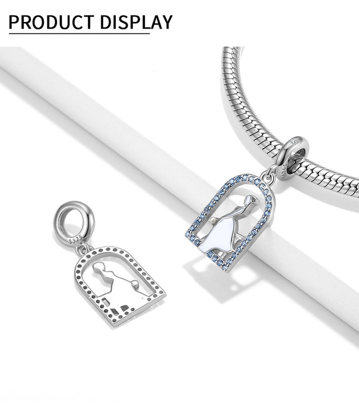 Bridal S925 Sterling Silver Pendant Necklace Armband DIY Accessories Pärled