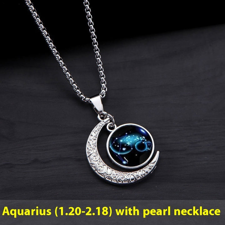 Titanium Steel Moon Pendant Twelve Constellations Necklace