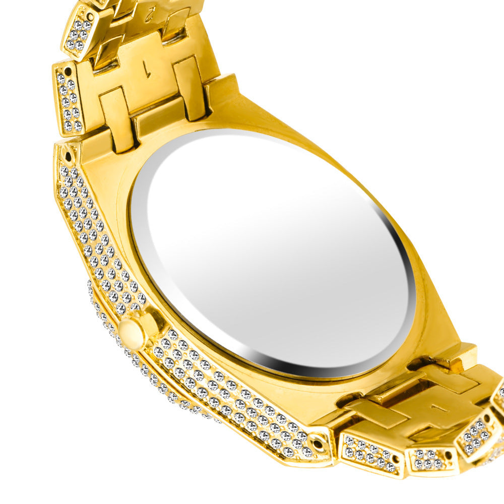 Fashion rap ijs hiphop vol diamant grote wijzerplaat kwarts herenhorloge