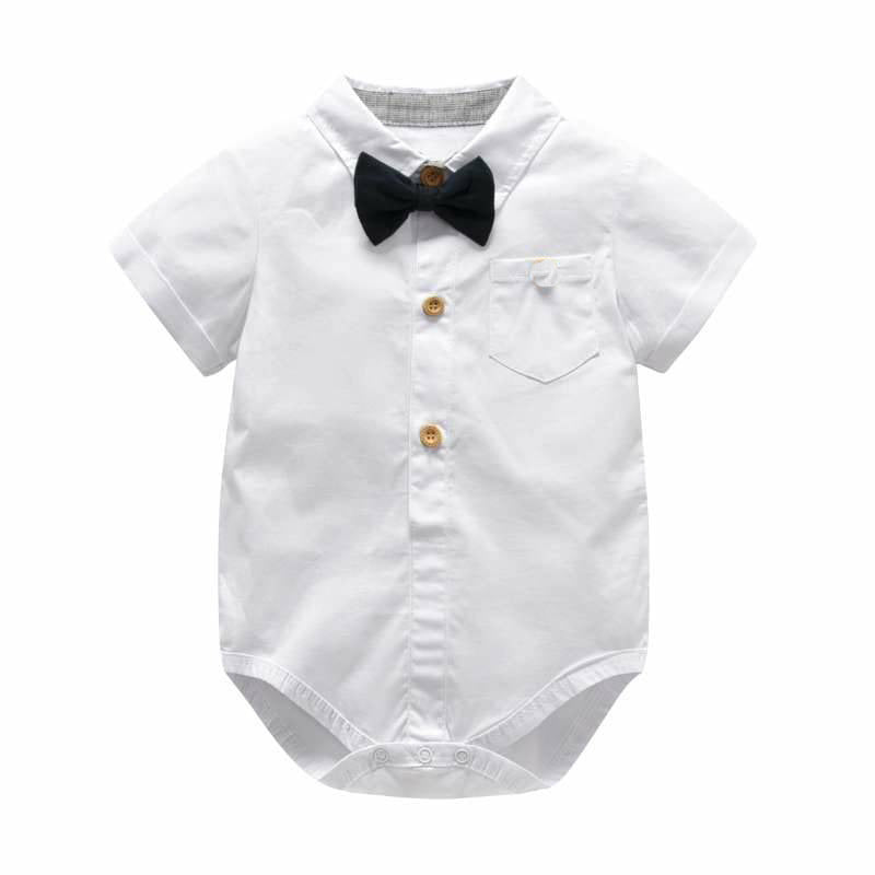 Bebek giysileri askı pantolon takım elbise kısa kollu pamuklu beyefendi dış giyim modası