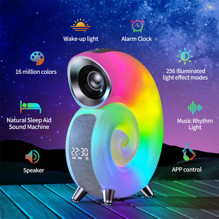 Conch Smart RGB Atmosphere Light Bluetooth Altavoz Lámpara de despertador Lámpara de despertador Máquina de ruido blanco para dormir Control de aplicaciones para bebés