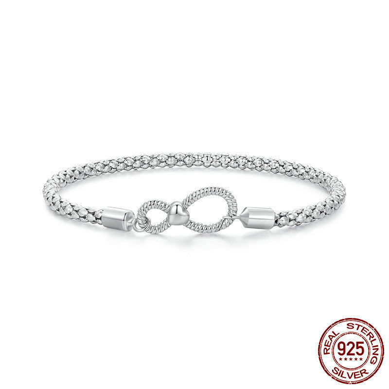 S925 Bracciale da donna in anello infinito minimalista in argento sterling