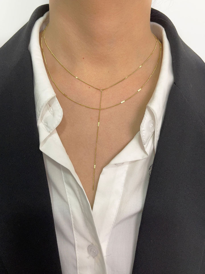 Fashion Simple Stainless Steel Sequin Chain Double Layer Necklace