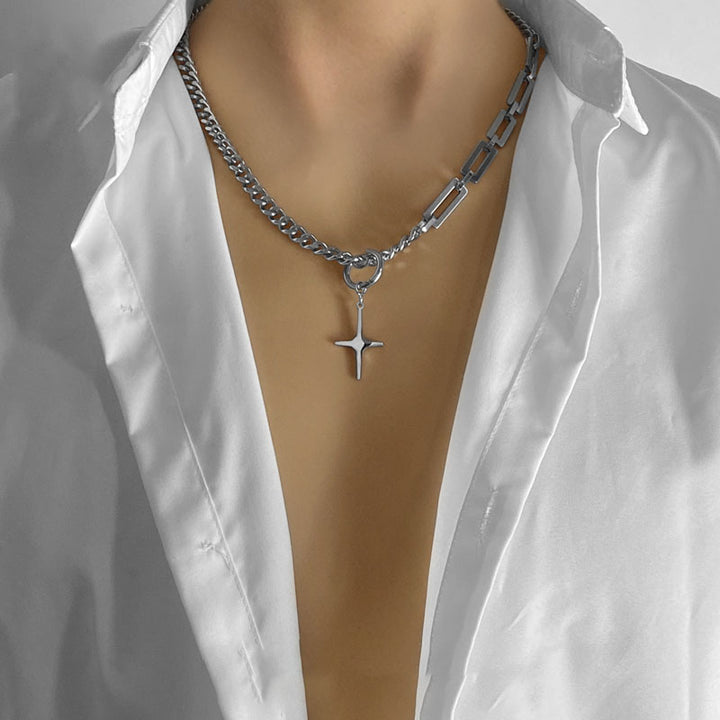 Simple versátil Collar de semental cuadrado Square Women's Design Titanium Steel