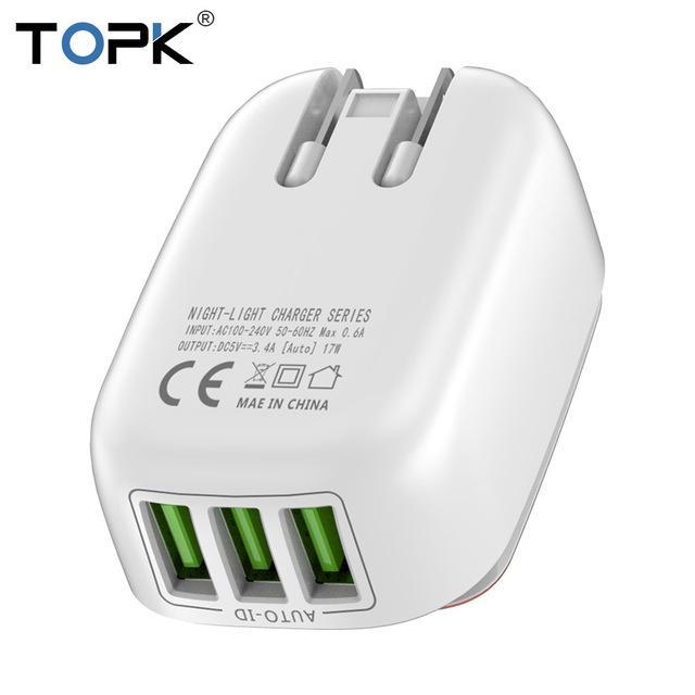 3-Port Phone Charger With Dimming Nightlight