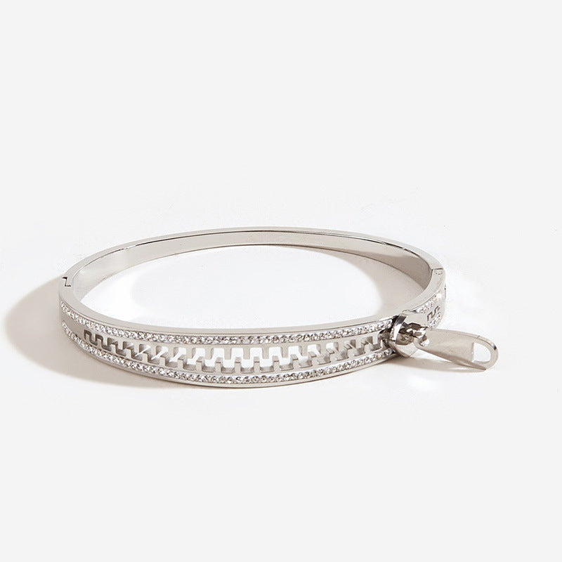 Titanium Steel Zipper Girls Advanced Persualized Niche Design Exquis Bracelet