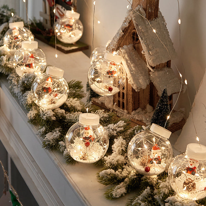 LE LECH LED de 10 piezas Lámpara de la cortina de Navidad Fairy Snowman de la nieve Deseando la bola de la bola Decoración de la ventana de Navidad Sala de luz navideña