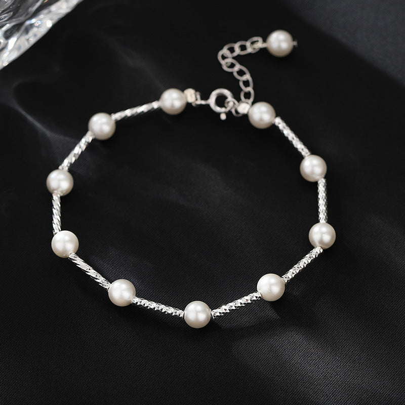 Sterling Silver Starry Silver Pearl -armbånd for kvinner