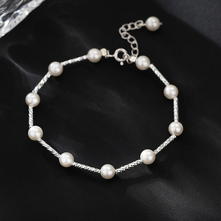 Sterling Silver Starry Silver Pearl -armband voor vrouwen