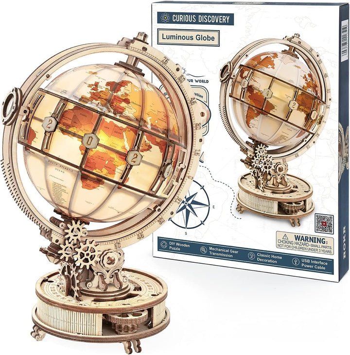 Rokr Luminous Globe 3d Woodn Hot Selling 180pcs Model Kits Block Block