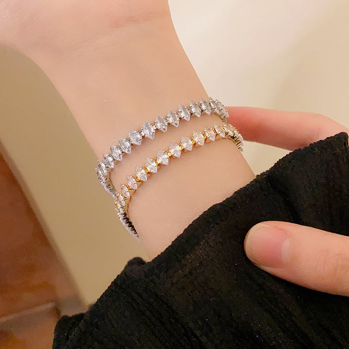 Fashion Jewelry Zircon Geometric Square Bracelet South Korea Fashion Elegant Heart Bracelet Internet Celebrity Light Luxury