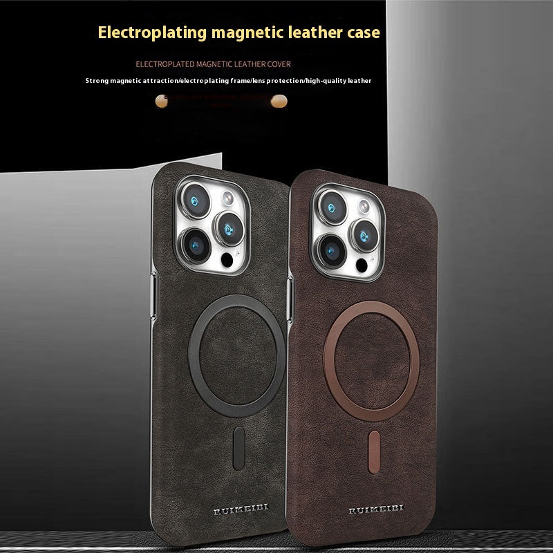 Electroplating Half-pack External Magnetic Ring Mobile Phone Protective Cover