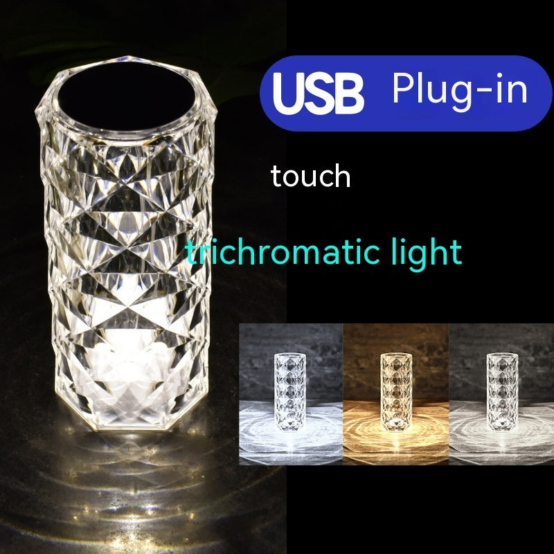 Kristall Rosenlampenatmosphäre kreative LED -Tischlampe