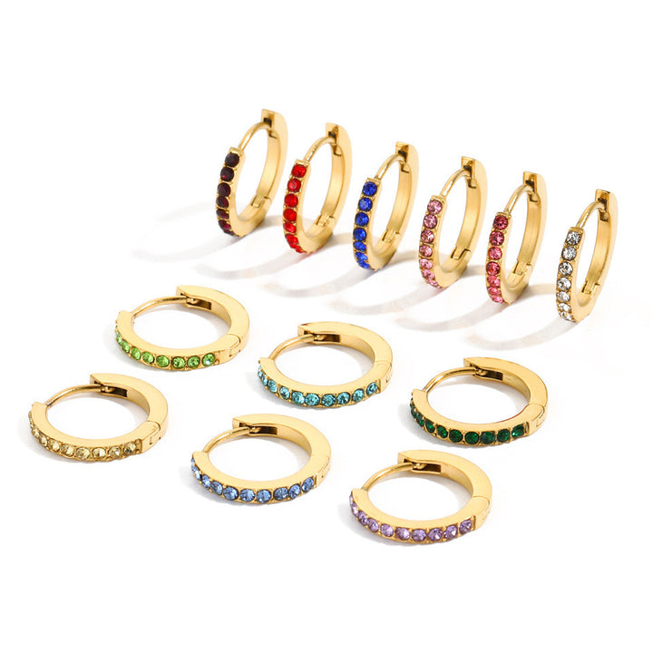 Lichte luxe volledige diamant ronde ring oorbellen oorclip sieraden