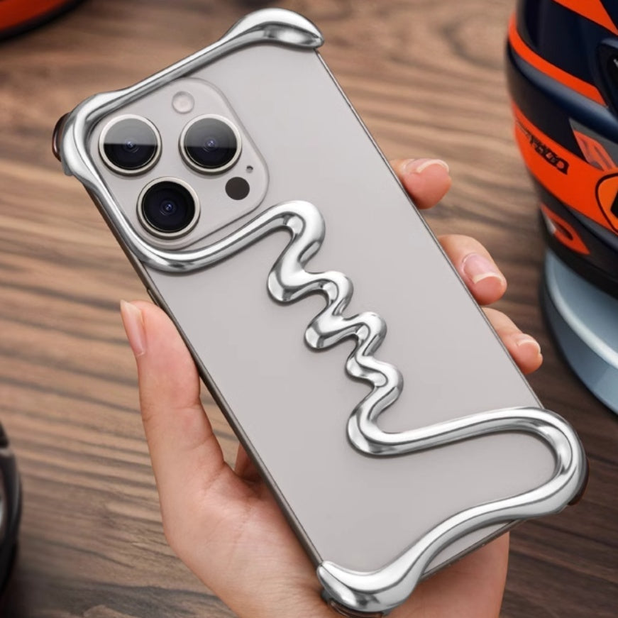 Alien Metal Frameless Skeleton Half Package Hollow Ultra-thin Heat Dissipation Anti Drop Phone Protective Case