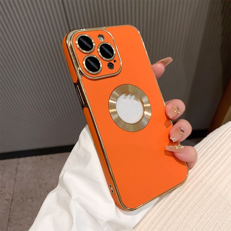 Capa de telefonia oco de couro Caixa de proteção avançada eletroplatada