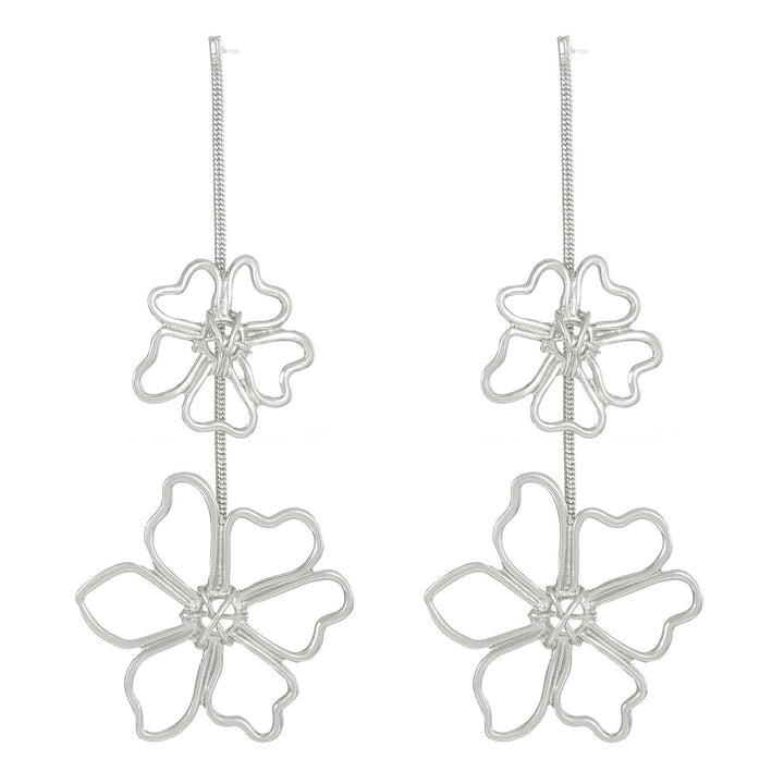 Nieuwe overdreven bladeren Flower Earrings Dames Retro Fashion Long Alloy Flower