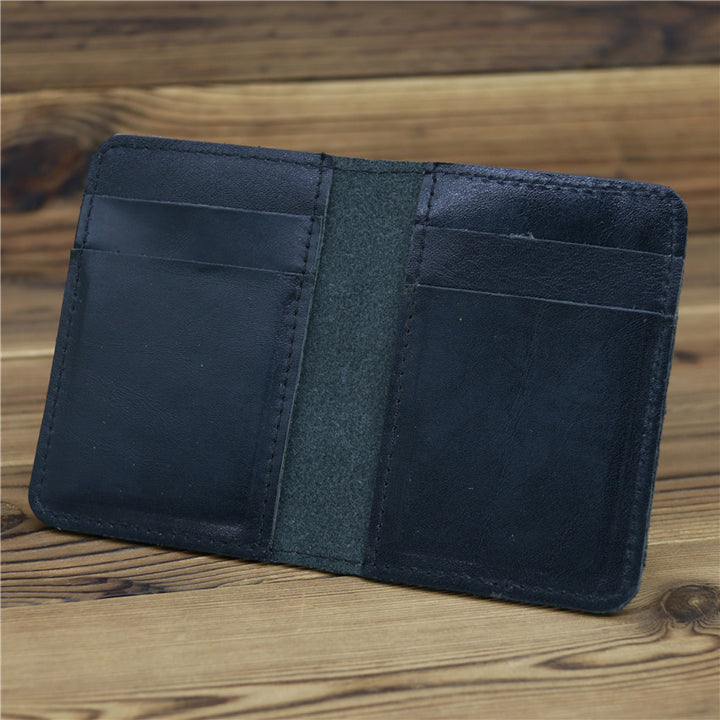 Cowhide Card Case Pocketの男性の最初の層シンプル