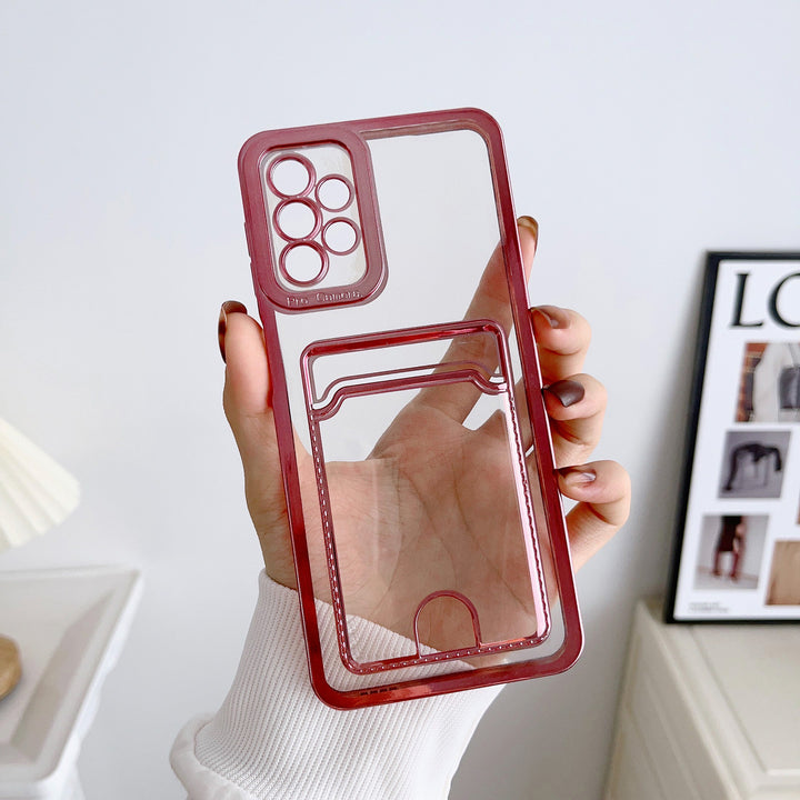 Electroplating Card Holder Phone Case Anti-slip Pattern Silicone Case